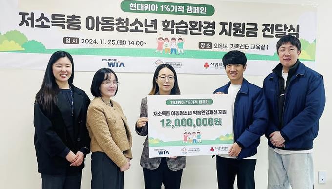 '현대위아 임직원 1% 기적' 통해 의왕시 저소득층 아동·청소년 학습환경 개선 지원