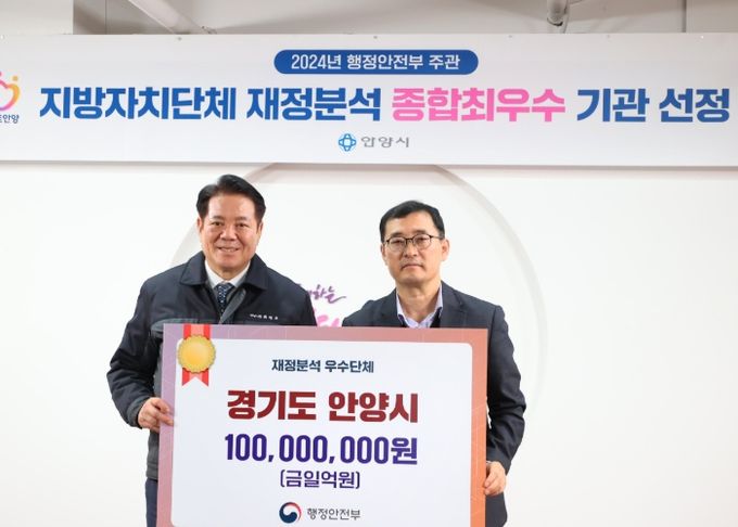 안양시, 지방재정분석 ‘종합 최우수’ 단체 선정돼…1억원 인센티브