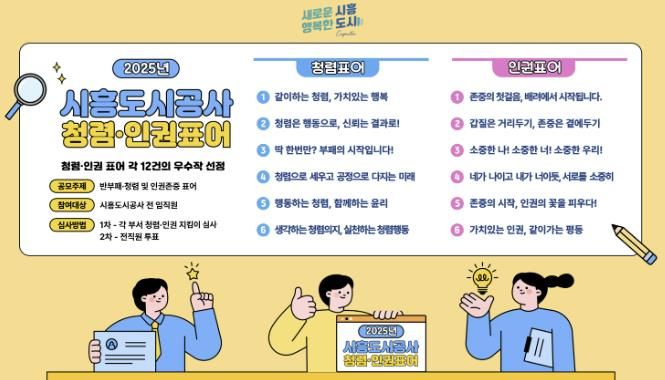 시흥도시공사, 2025년도 청렴·인권 표어 공모전 우수작 선정