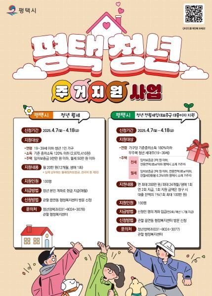 2025년 ‘평택시 청년 월세 지원’ 사업 대상자 모집